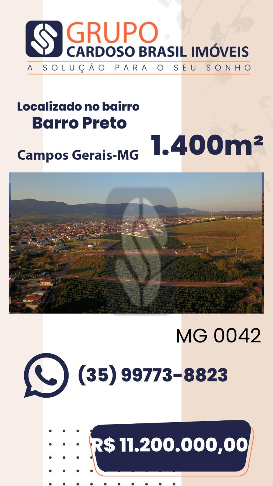 TERRENO BARRO PRETO-CAMPOS GERAIS-MG